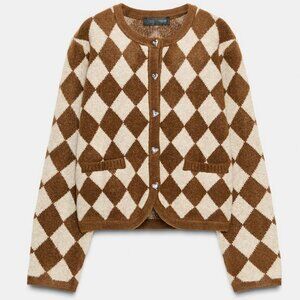 Zara JACQUARD ARGYLE CARDIGAN